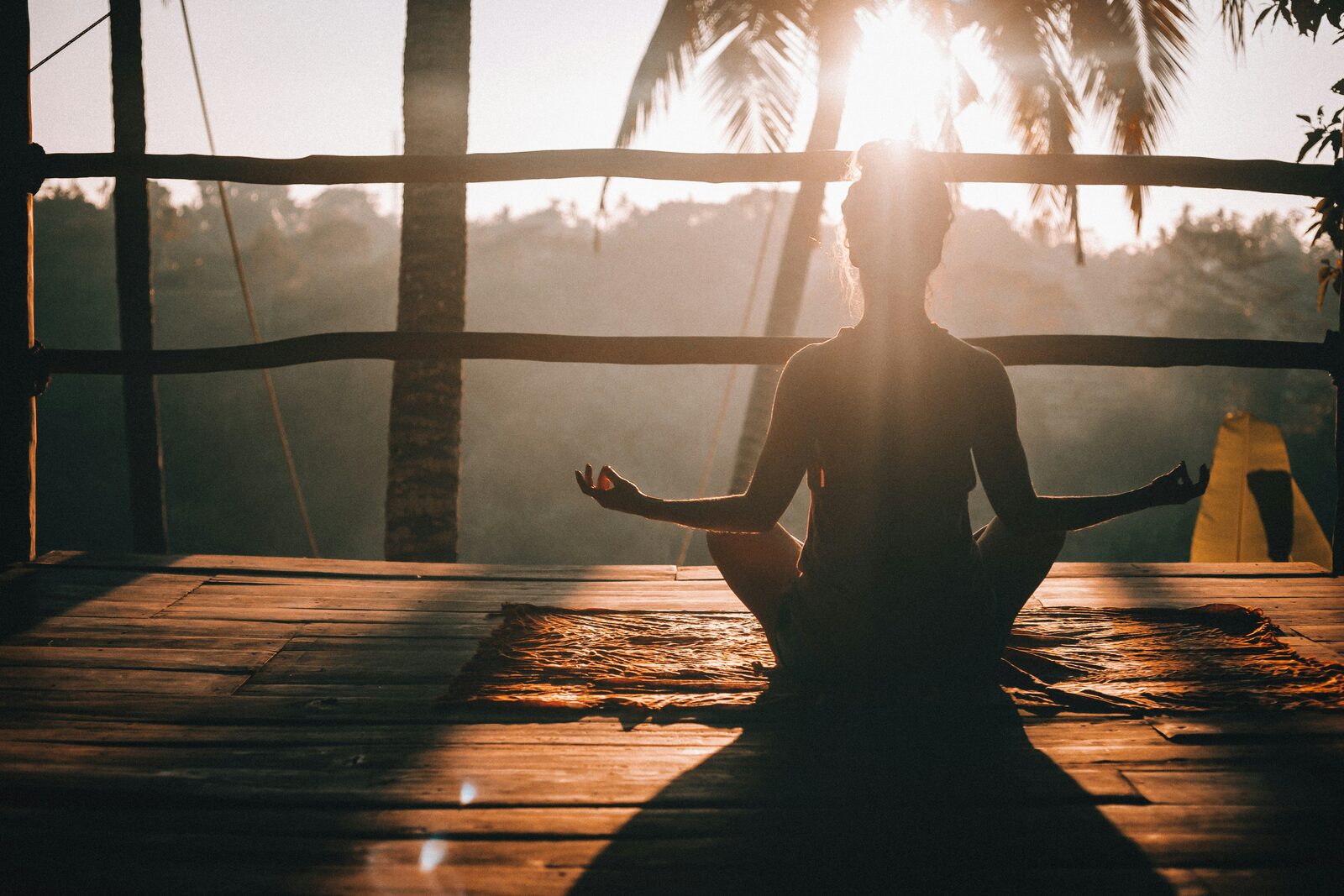 Meditating at sunset